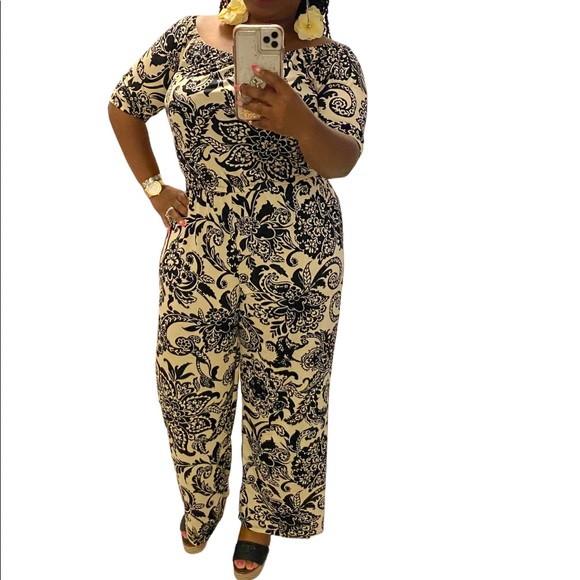 Brand New! Tacera Printed Navy/Coral Jumpsuit size PS - Picture 10 of 13